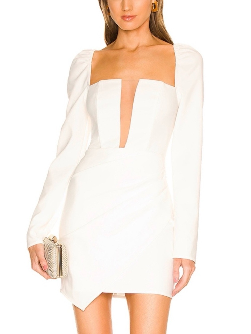 Michael Costello x REVOLVE Racquel Mini Dress in Ivory Bridal Bachelorette: XS